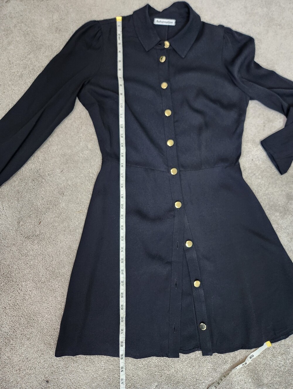 Reformation Hugh Long Sleeve Shirt Dress Preppy Dark Academia Size 6 Office Prep - Picture 10 of 14